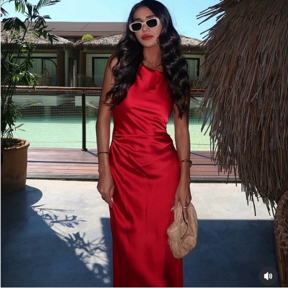 ZARA SATIN EFFECT MIDI DRESS - Picture 12 of 16